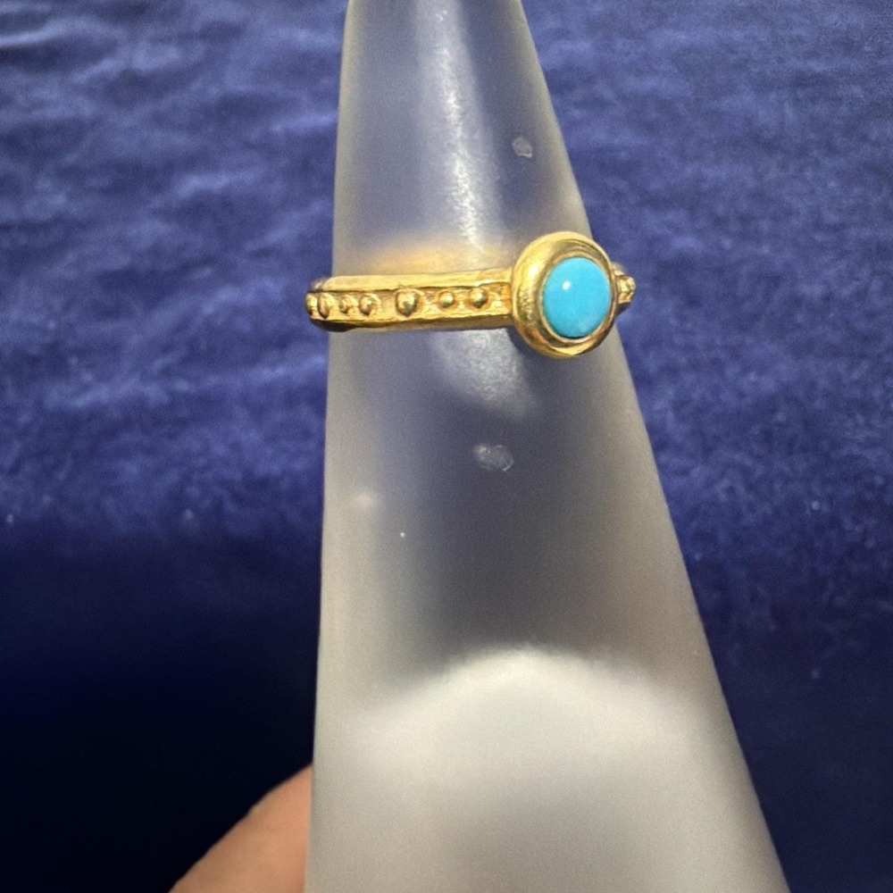 Etrusca Gold Over Sterling Silver Turquoise Ring Italy VALENZA Sz 8
